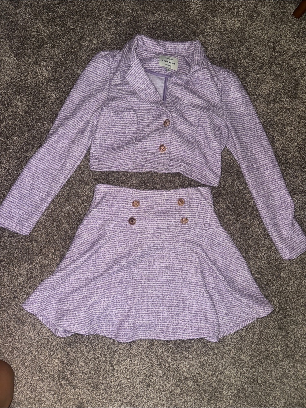 Lavender Knit Button Accent Skirt